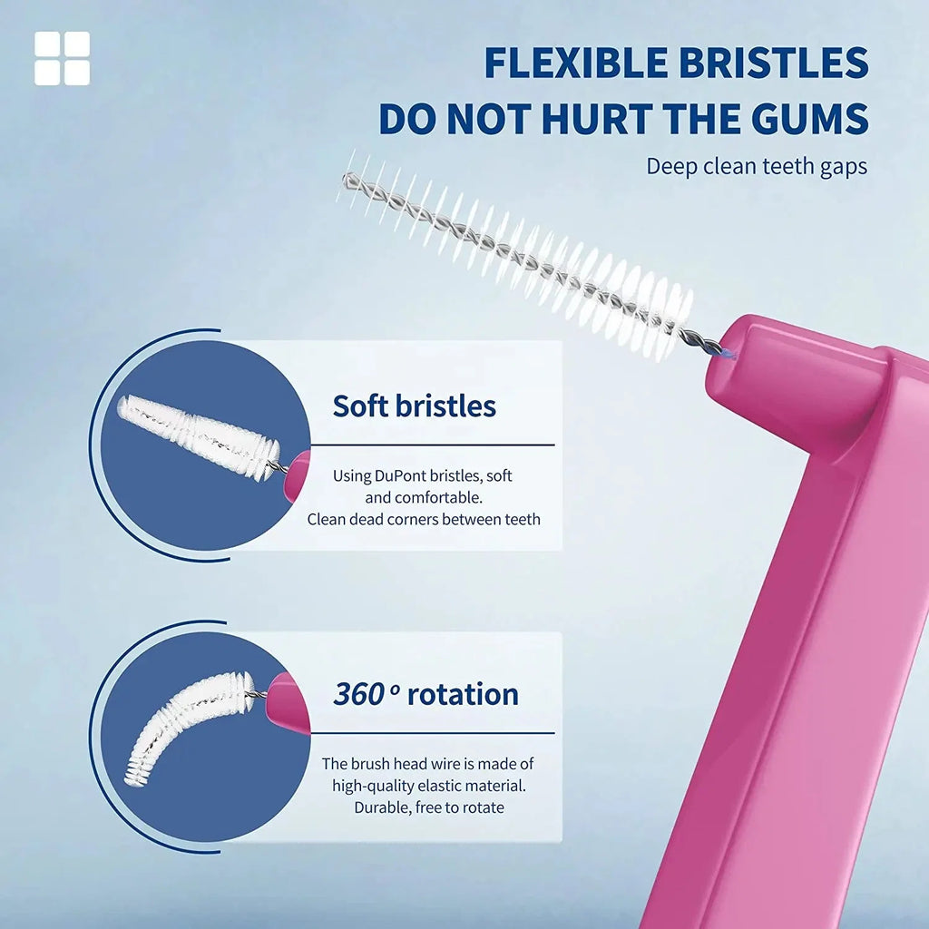 Kingubznis 20pcs  Interdental Brush For Dental Orthodontics Clean Between Teeth Cleaning Tools Soft Mini Brush With Dust Cover - P's One-Stop Shop 