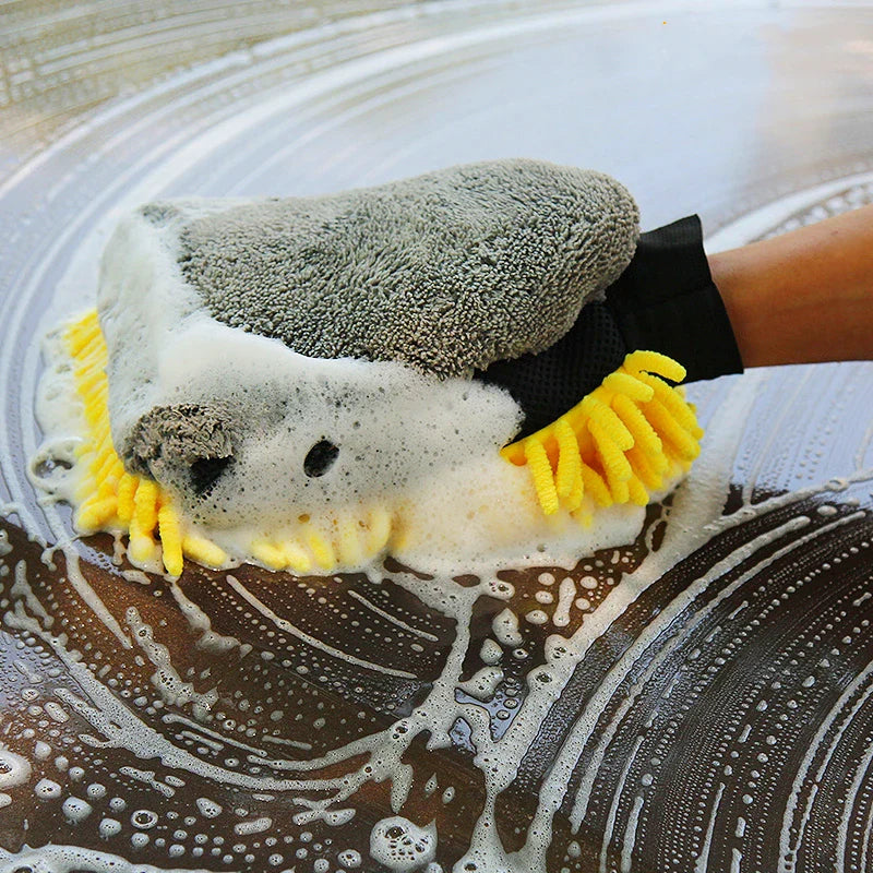 Large Microfiber Car Wash Mitt Waterproof Chenille Gloves Thick Car Cleaning Mitt Wax Detailing Auto Care Double-faced Glove - P's One-Stop Shop 