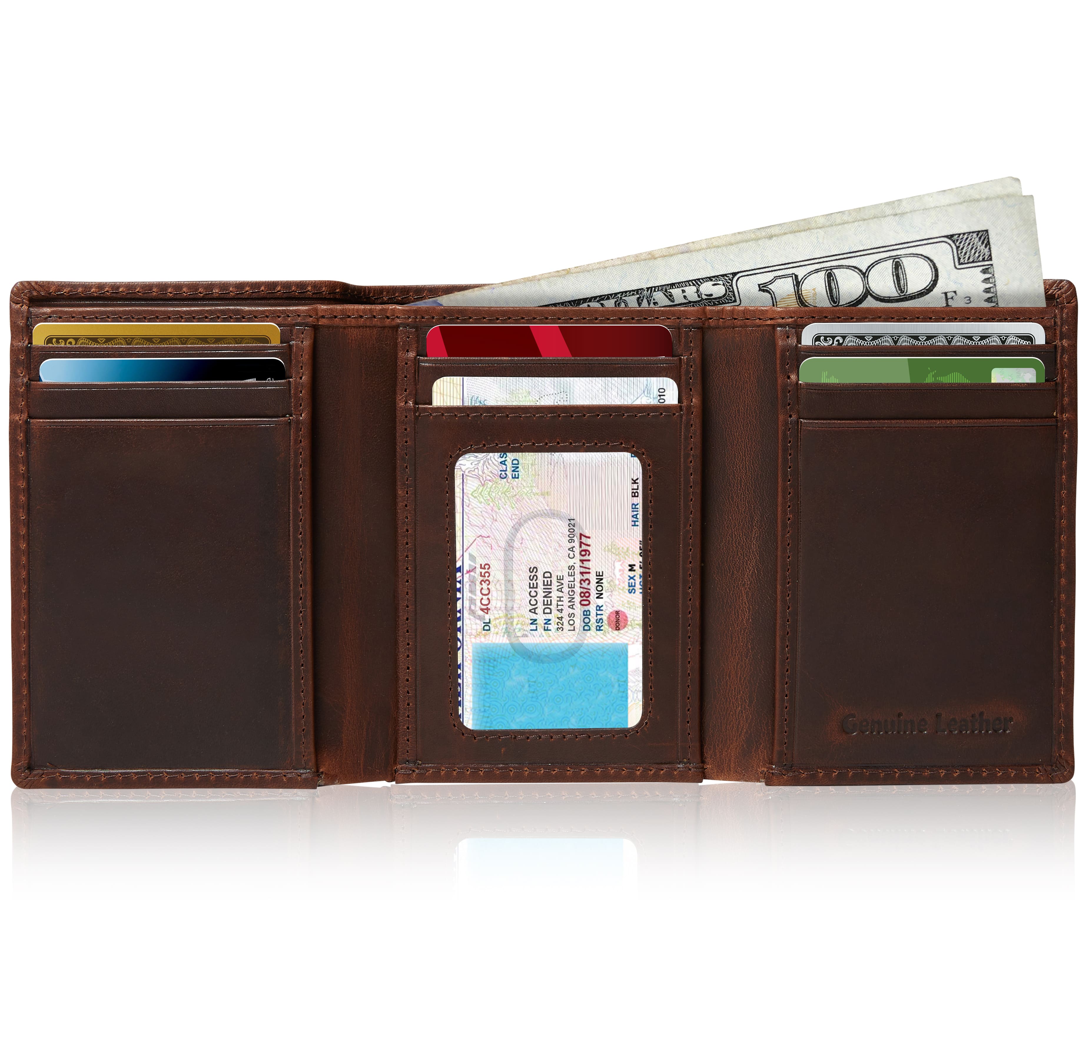 Leather Trifold Wallet - P's One-Stop Shop 