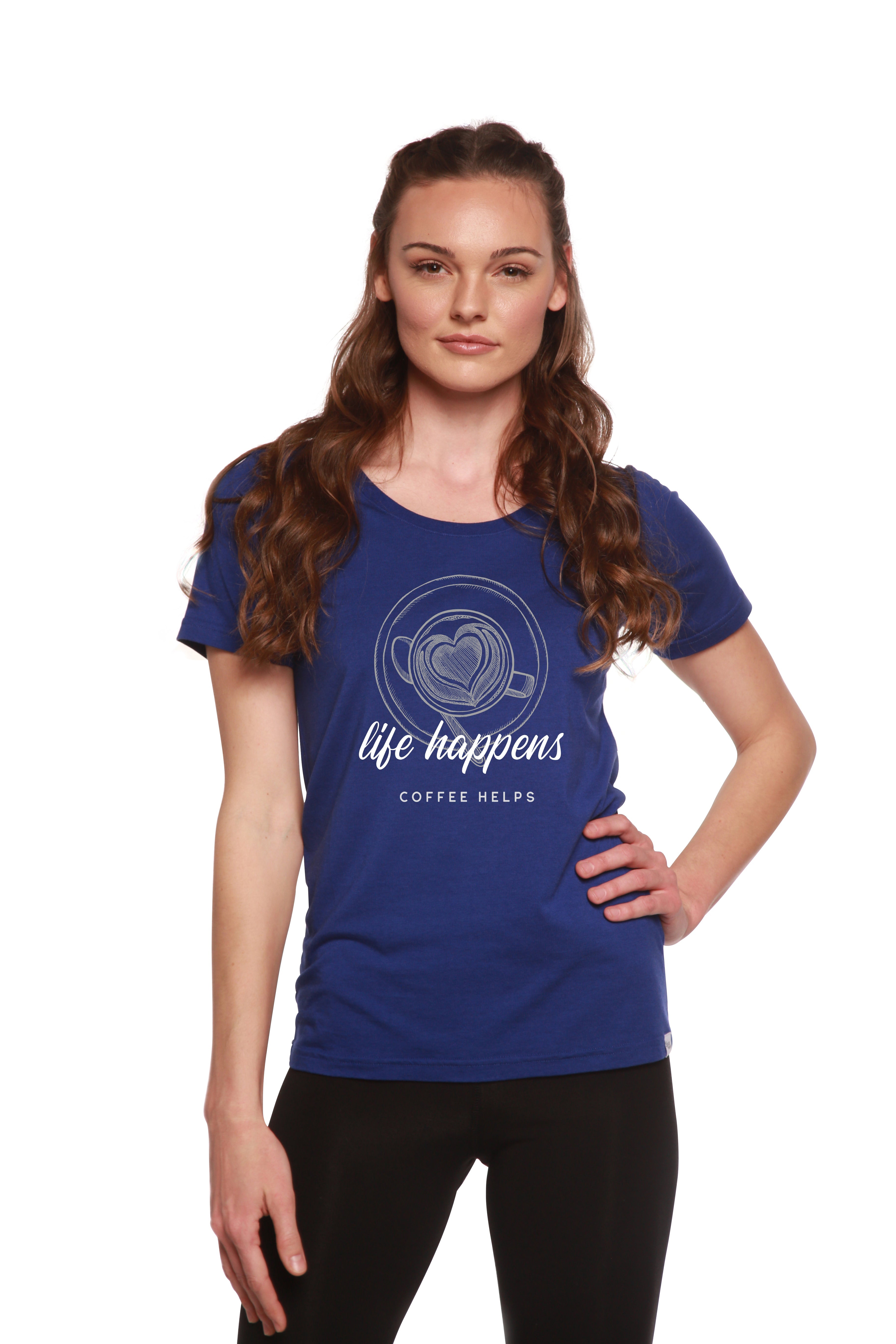 Life Happens Printed Women's Bamboo/Cotton Short Sleeve Scoop Neck T-Shirt - P's One-Stop Shop 