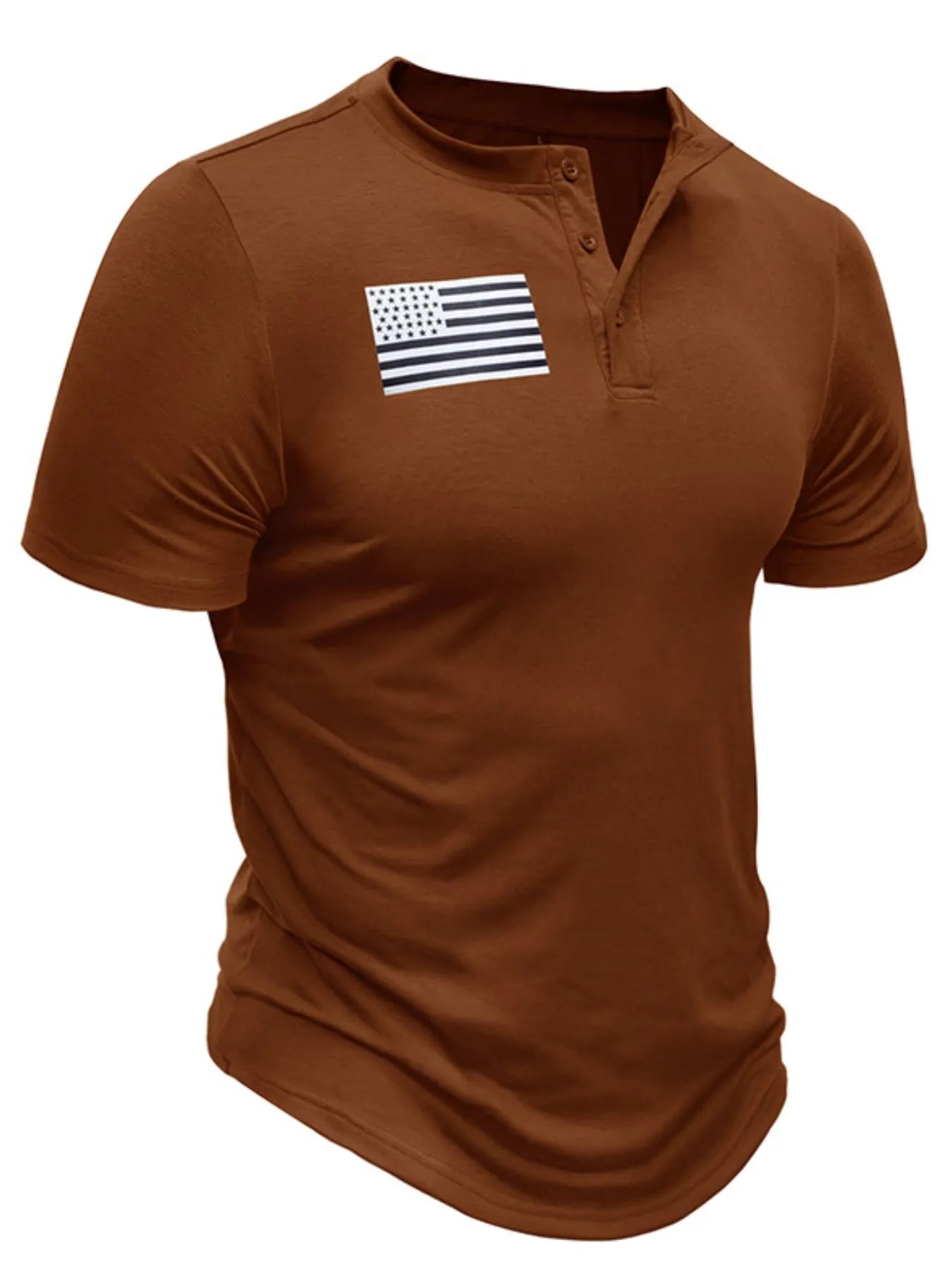Men's American Flag Short Sleeve Henley Top - P's One-Stop Shop 