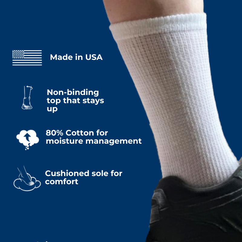 Men's Cotton Diabetic Crew Socks (6 Pair) - P's One-Stop Shop 