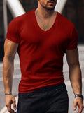 Men's Full Size Basic Style V-Neck Short Sleeve T-Shirt Plus Size - P's One-Stop Shop 