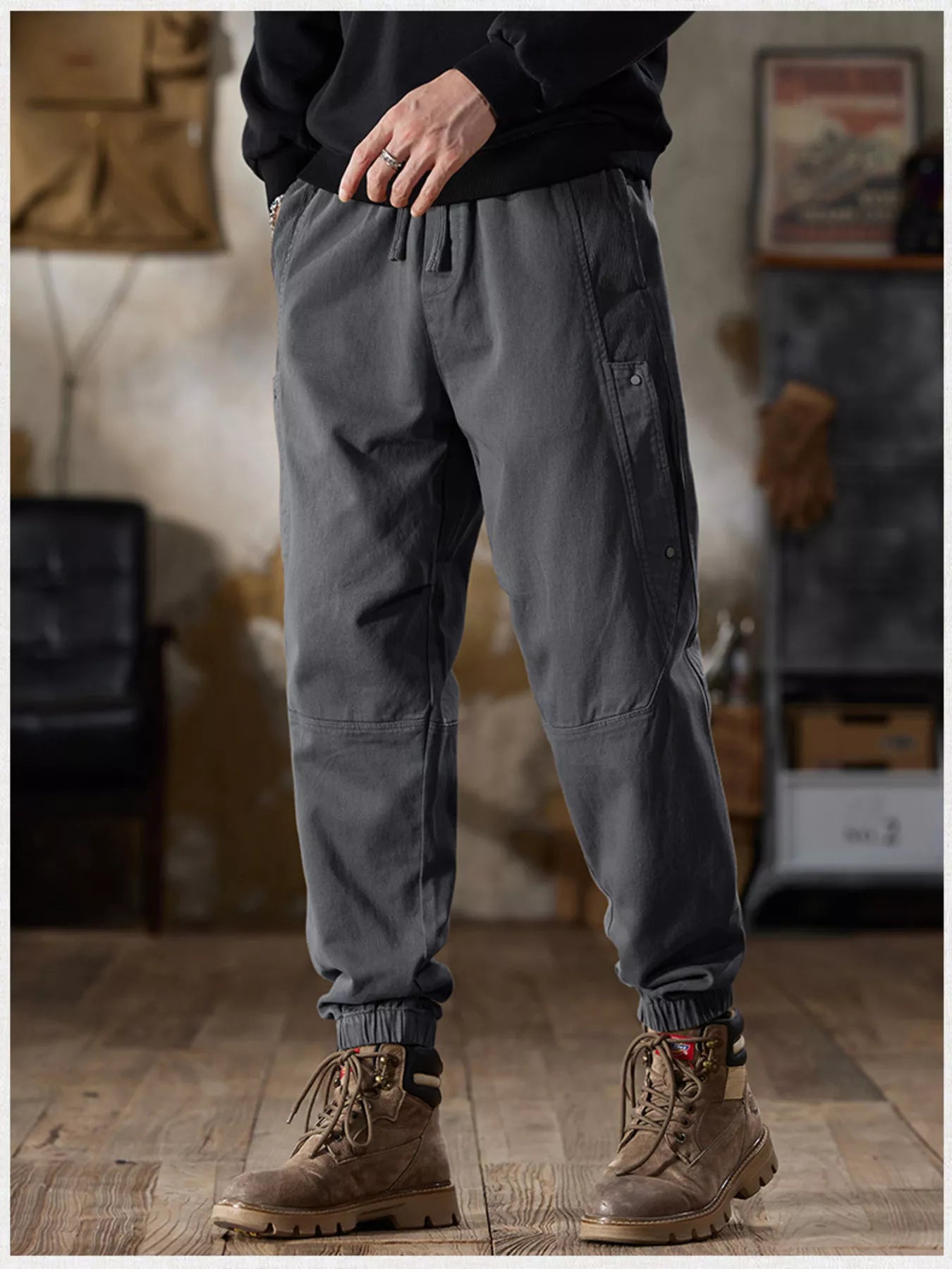 Men's Full Size Casual Drawstring Cargo Joggers Plus Size - P's One-Stop Shop 