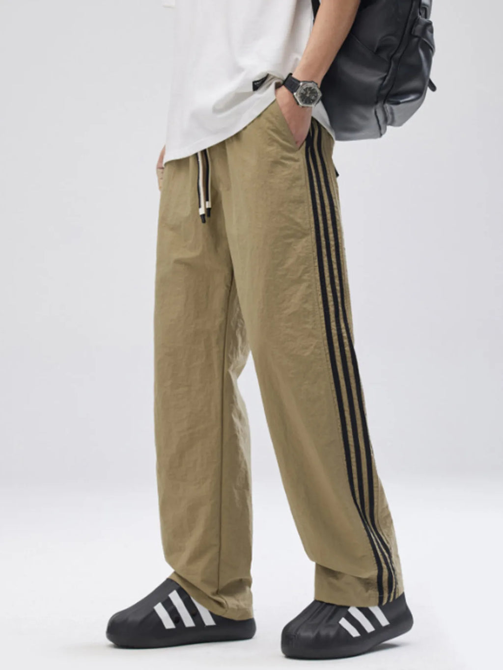 Men's Full Size Drawstring Wide Leg Pants with Side Striped Plus Size - P's One-Stop Shop 