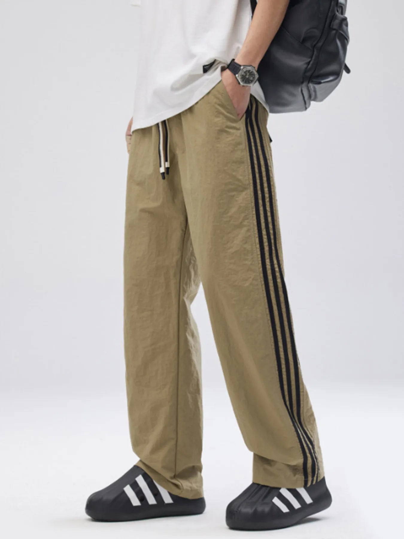 Men's Full Size Drawstring Wide Leg Pants with Side Striped Plus Size - P's One-Stop Shop 