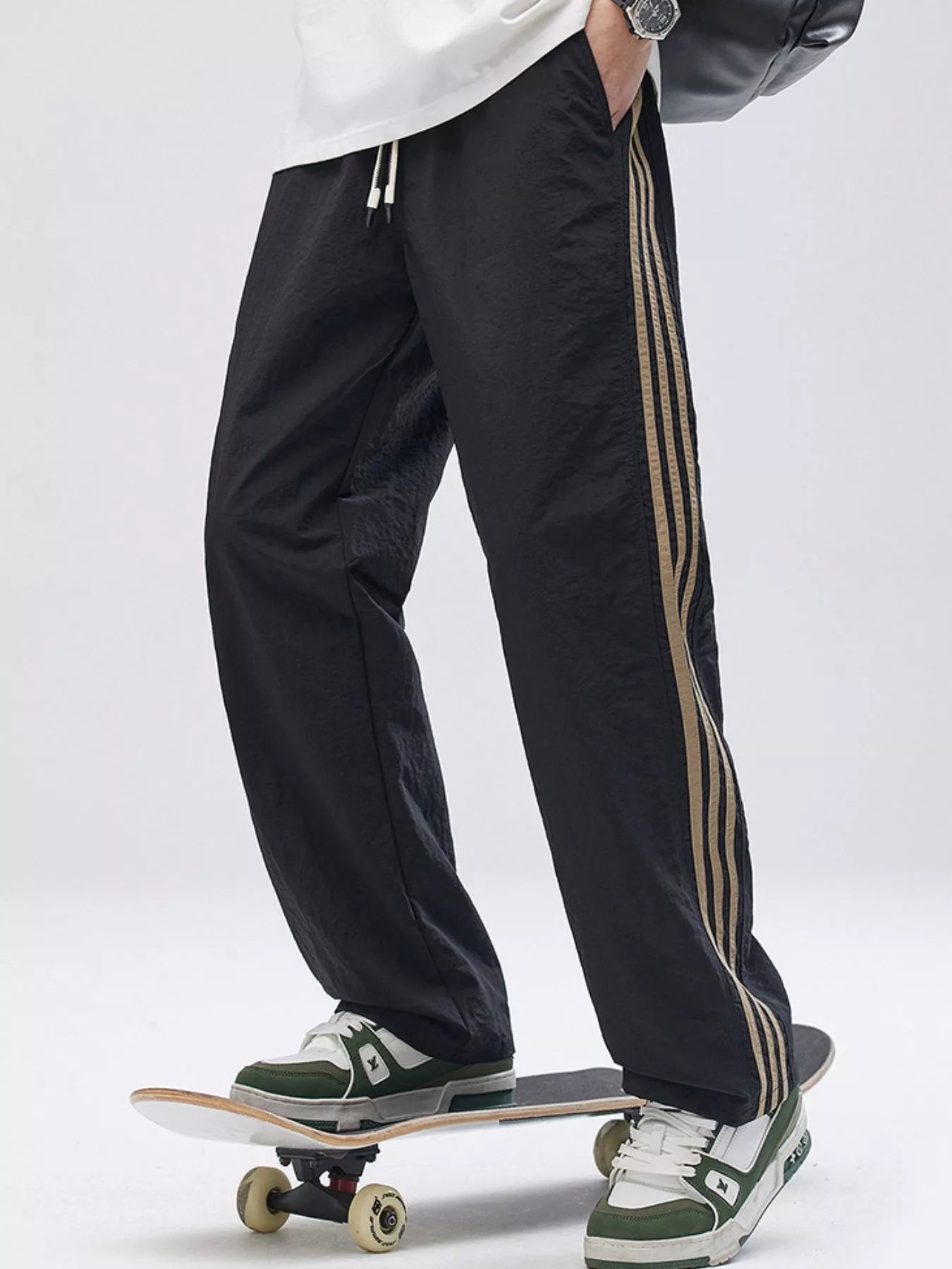 Men's Full Size Drawstring Wide Leg Pants with Side Striped Plus Size - P's One-Stop Shop 