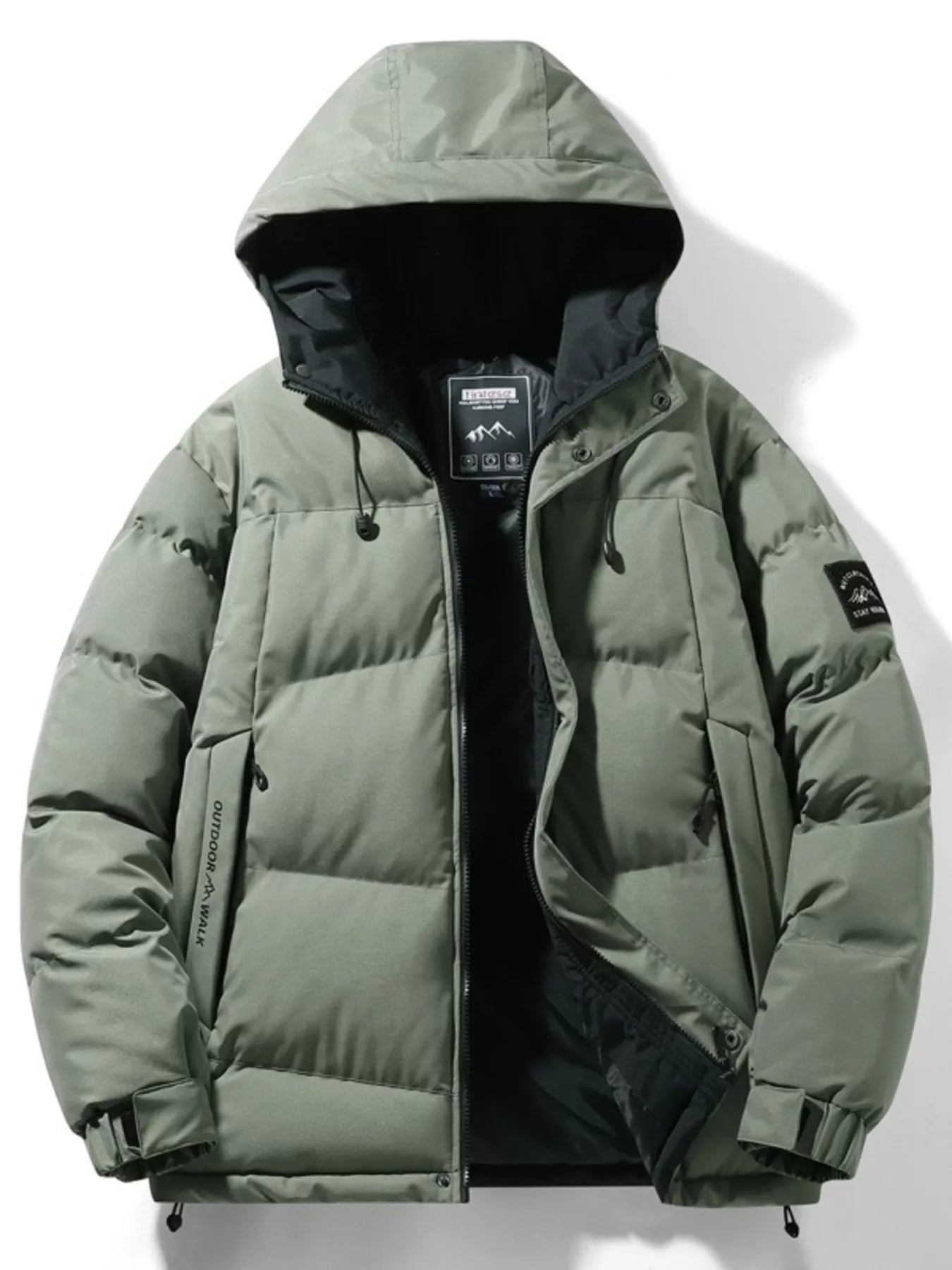 Men's Full Size Outdoor Padded Hooded Puffer Jacket Plus Size - P's One-Stop Shop 