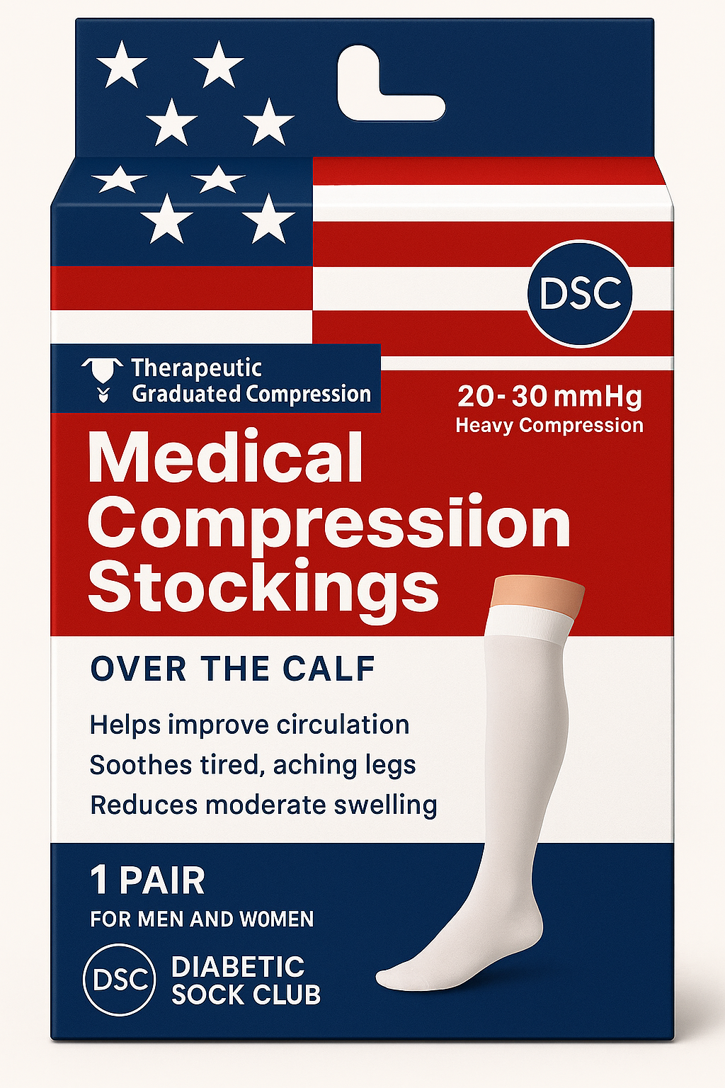 Men's Over The Calf Compression Stocking Socks (1 Pair) - P's One-Stop Shop 
