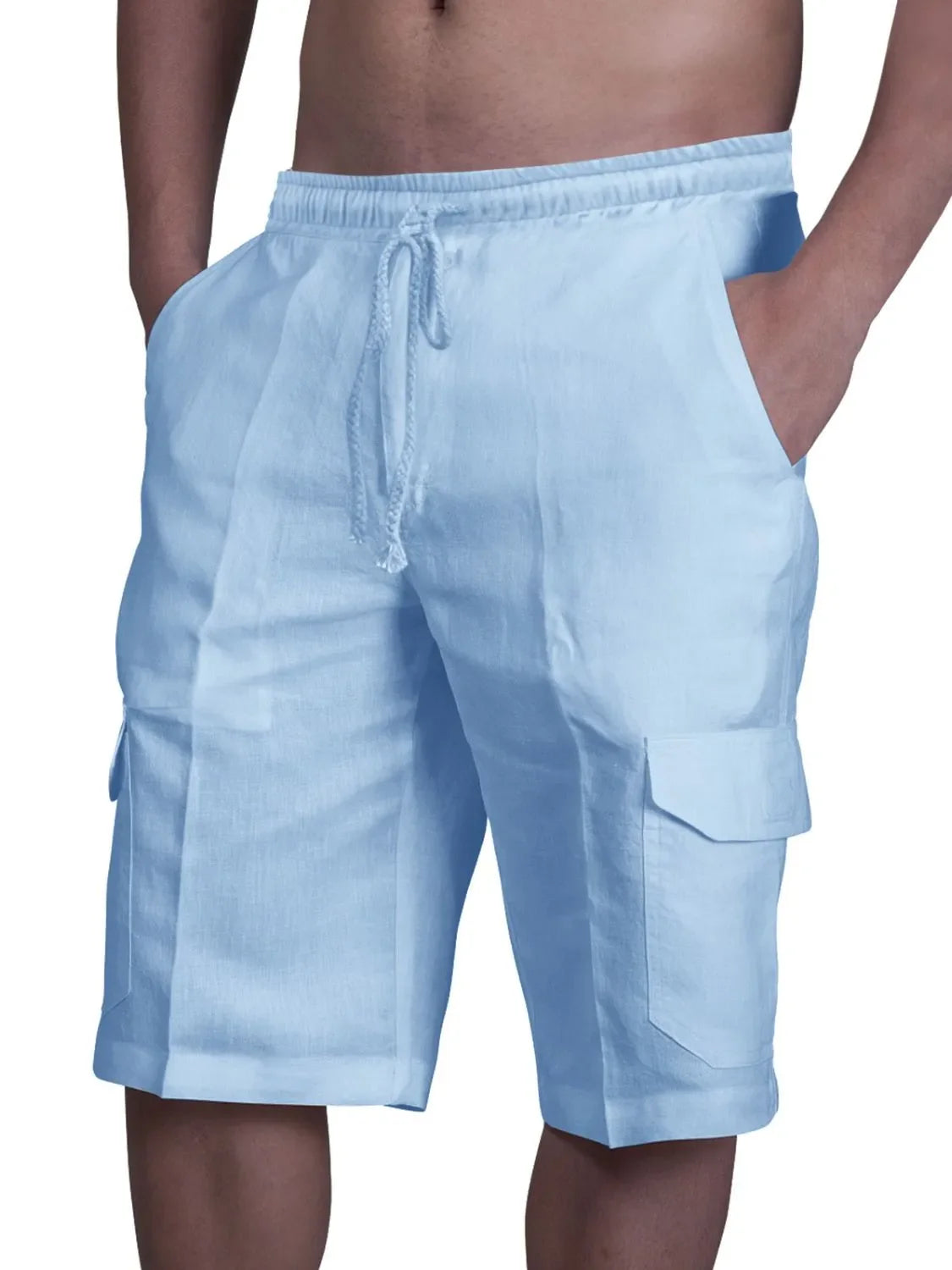 Men's Plus Size Drawstring Pocketed Shorts - P's One-Stop Shop 