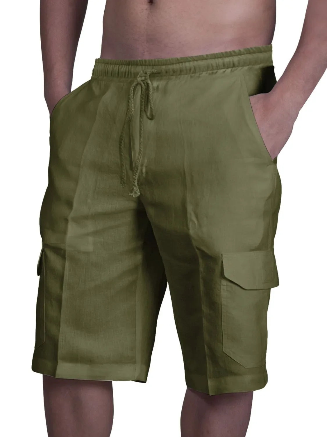 Men's Plus Size Drawstring Pocketed Shorts - P's One-Stop Shop 