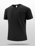 Men's Plus Size Quick-Dry T-Shirt with Zipper Pocket - P's One-Stop Shop 