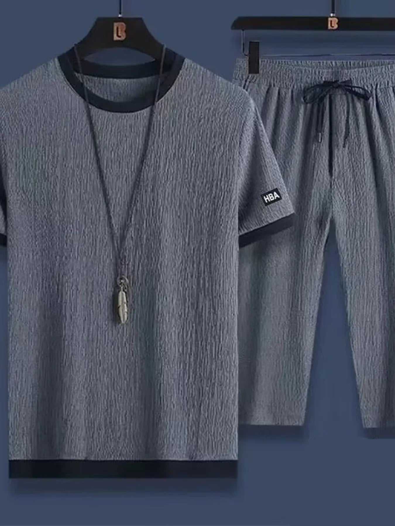 Men's Plus Size Round Neck Short Sleeve Top and Shorts Set - P's One-Stop Shop 