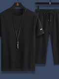 Men's Plus Size Round Neck Short Sleeve Top and Shorts Set - P's One-Stop Shop 