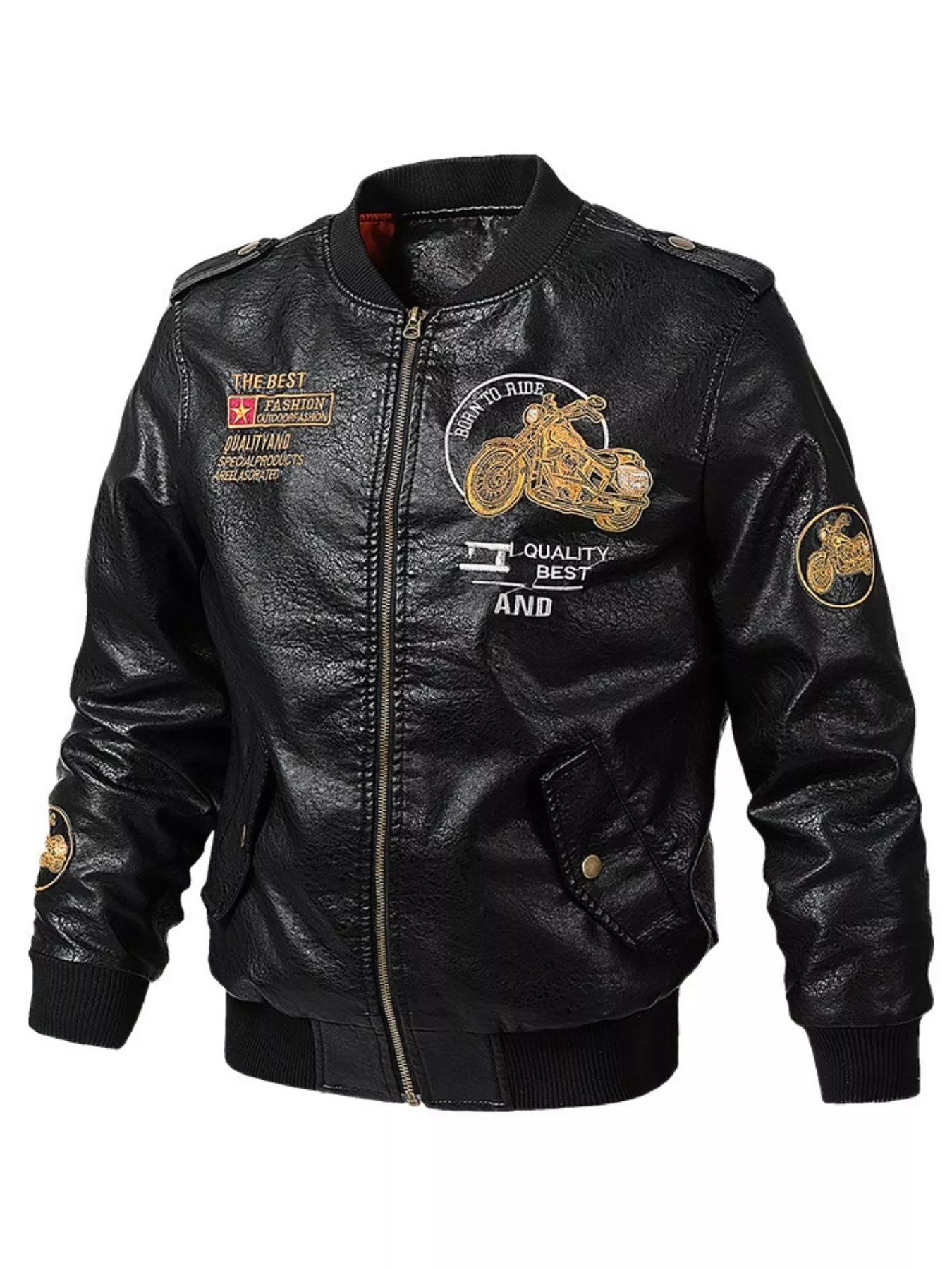 Men's Plus Size Zip Up Leather Jacket - P's One-Stop Shop 