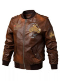 Men's Plus Size Zip Up Leather Jacket - P's One-Stop Shop 
