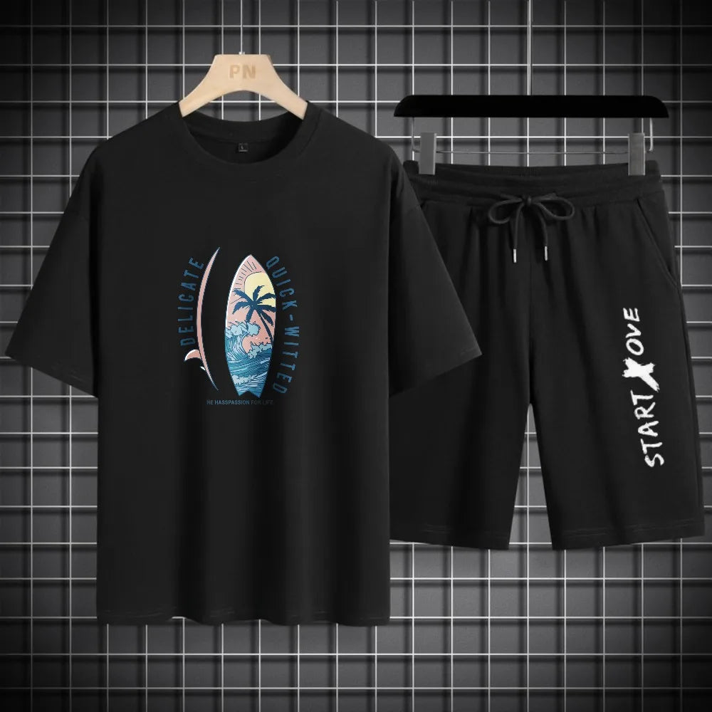 Men's Waffle Summer Casual Tracksuit Set - P's One-Stop Shop 