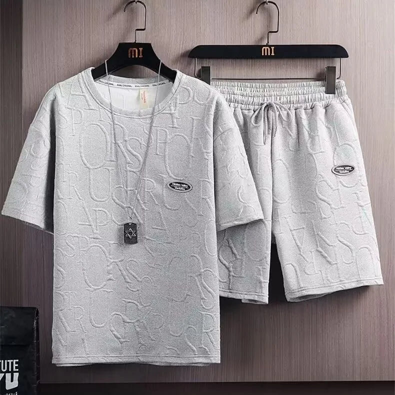 Men's Waffle Summer Casual Tracksuit Set - P's One-Stop Shop 