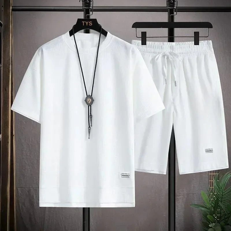 Men's Waffle Summer Casual Tracksuit Set - P's One-Stop Shop 