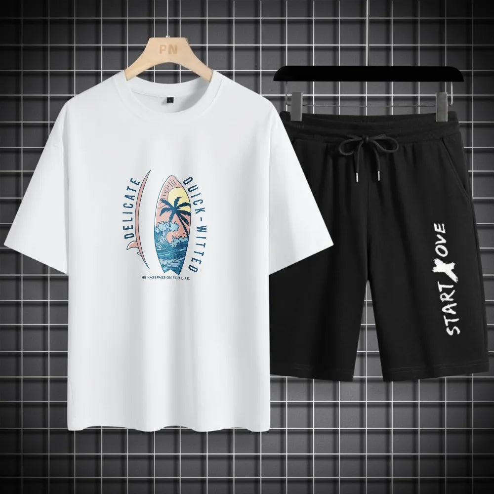 Men's Waffle Summer Casual Tracksuit Set - P's One-Stop Shop 