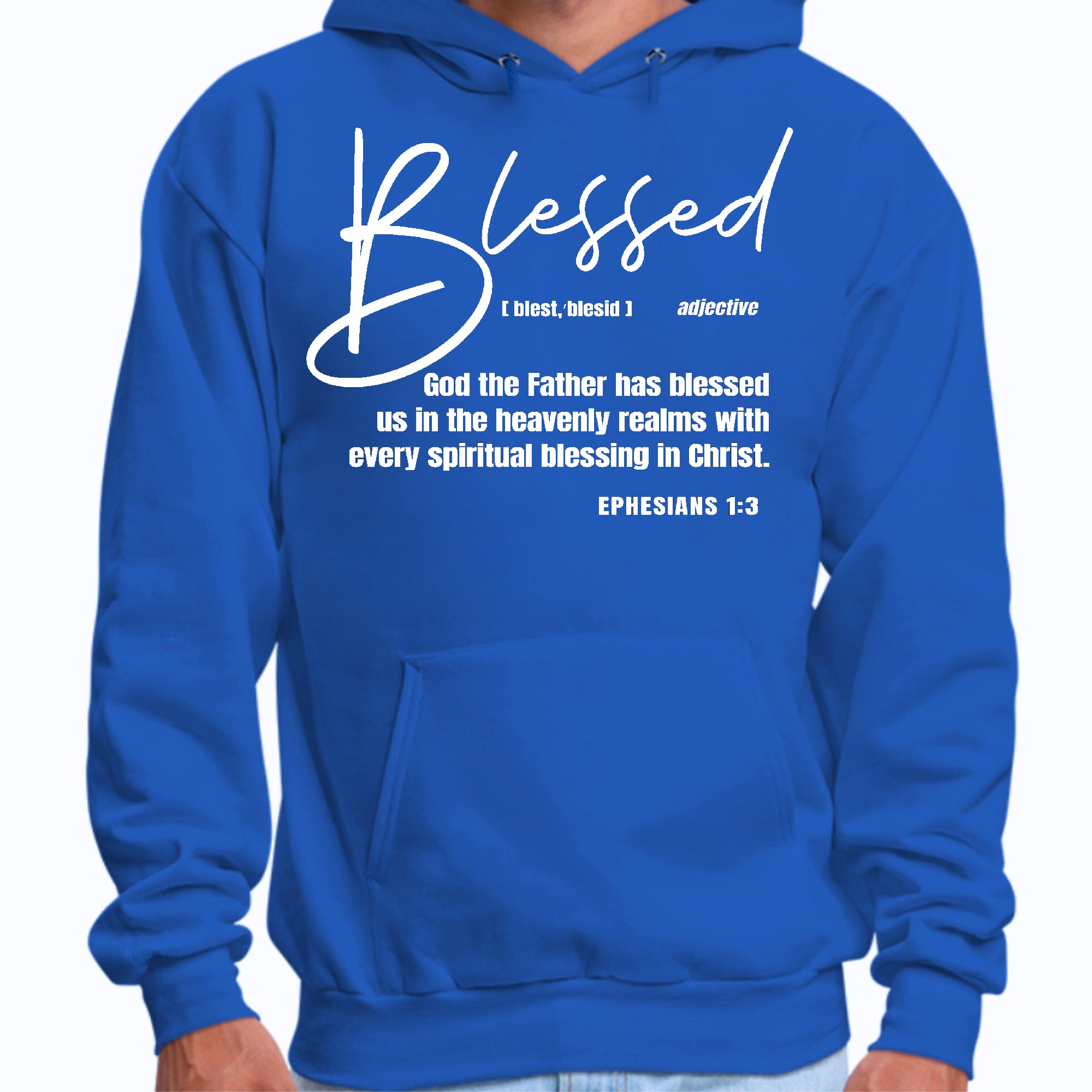 Mens Graphic Hoodie Ephesians - Blessed with Every Spiritual Blessing - P's One-Stop Shop 