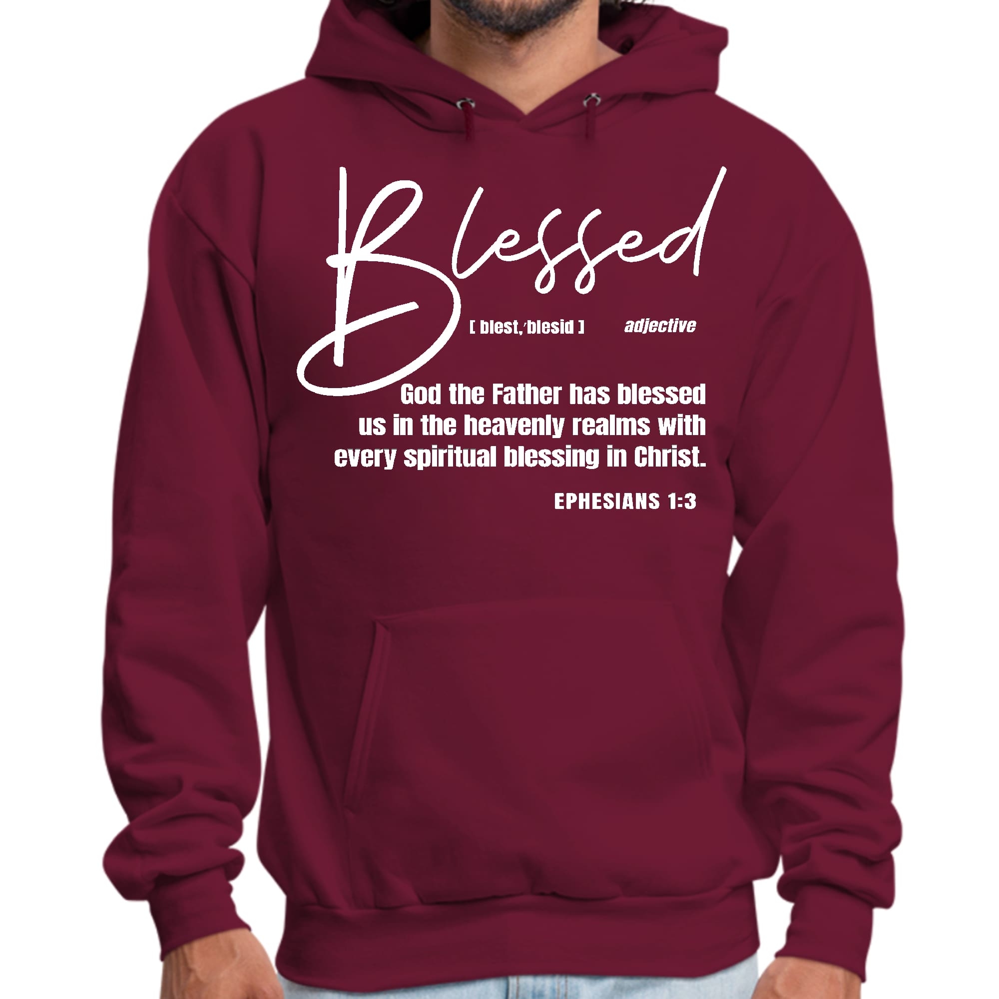 Mens Graphic Hoodie Ephesians - Blessed with Every Spiritual Blessing - P's One-Stop Shop 