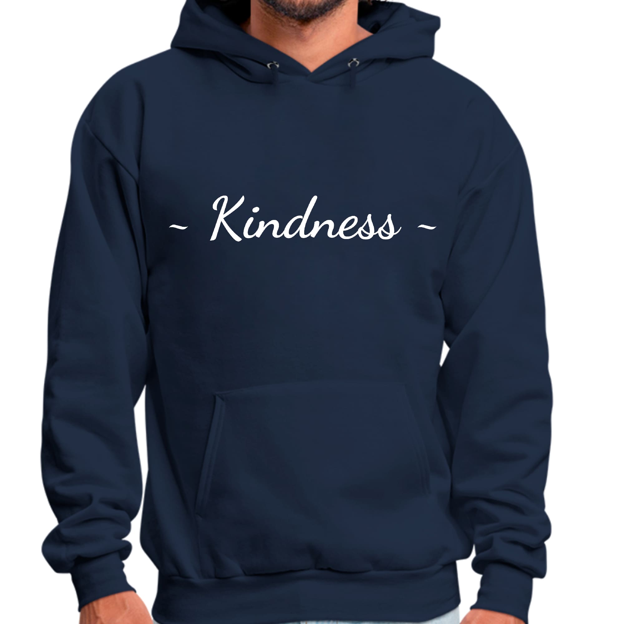 Mens Graphic Hoodie Kindness White Print - P's One-Stop Shop 