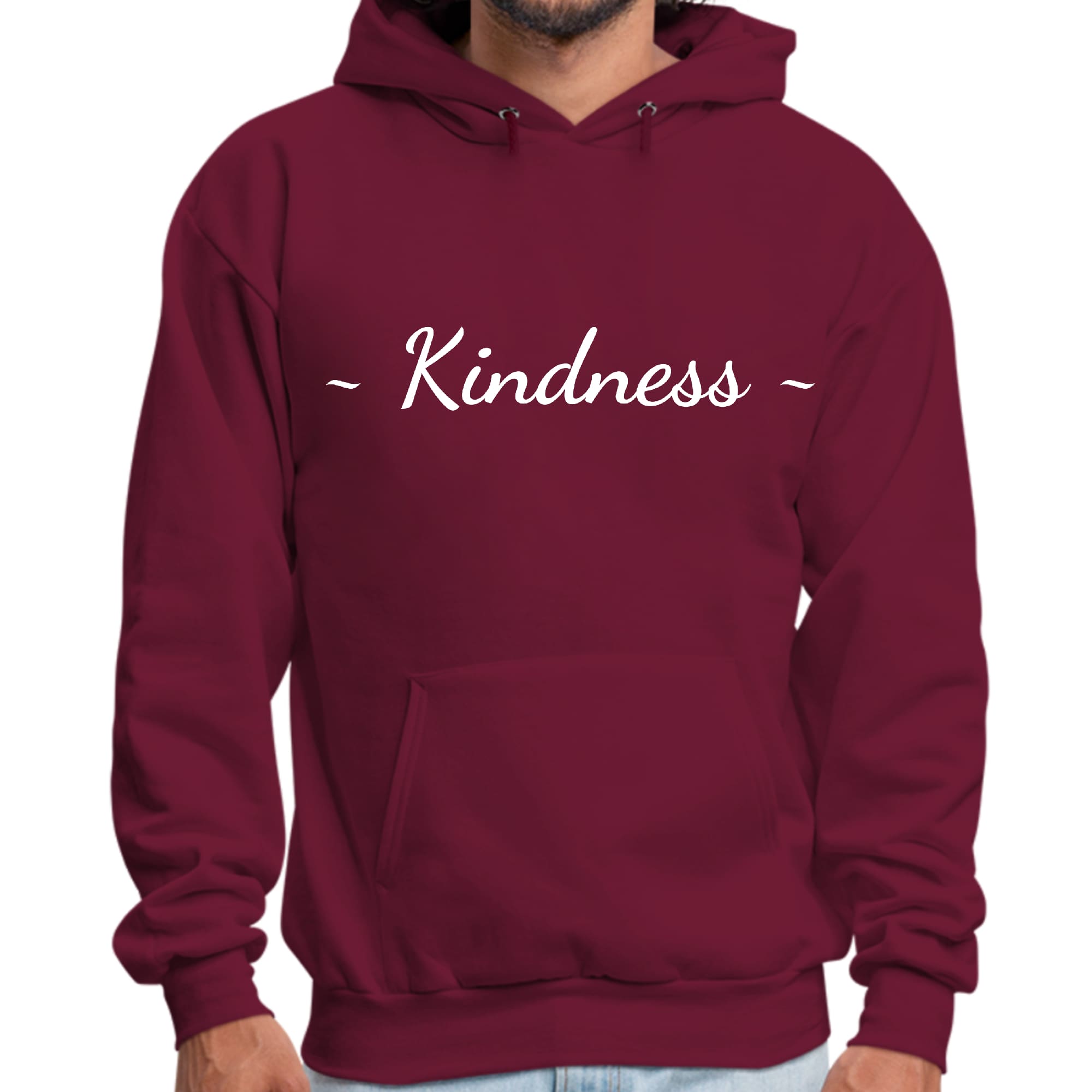 Mens Graphic Hoodie Kindness White Print - P's One-Stop Shop 