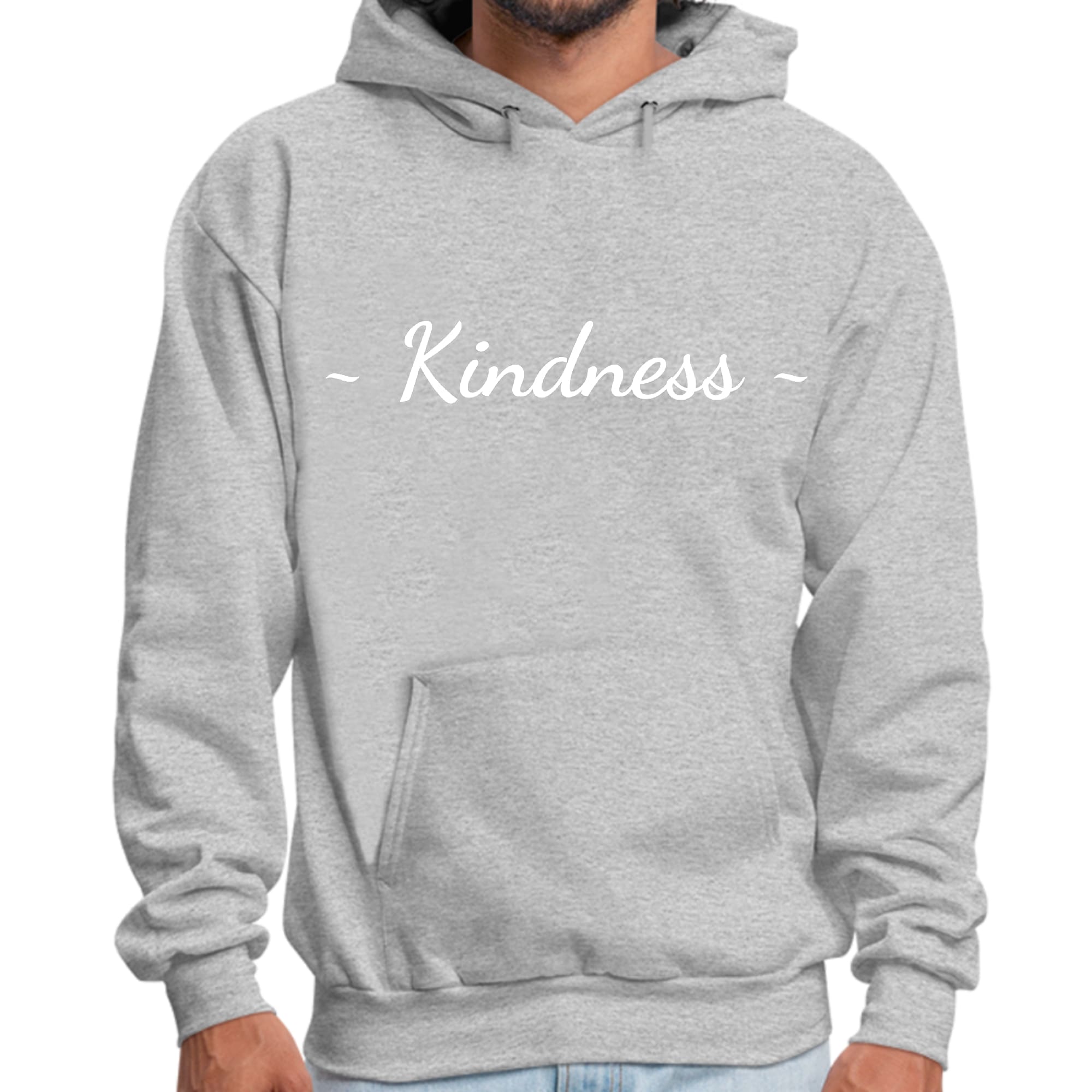 Mens Graphic Hoodie Kindness White Print - P's One-Stop Shop 