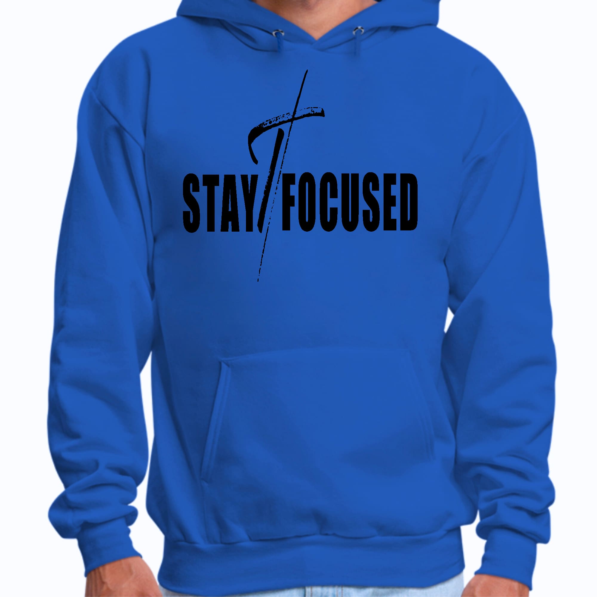 Mens Graphic Hoodie Stay Focused Black Print - P's One-Stop Shop 
