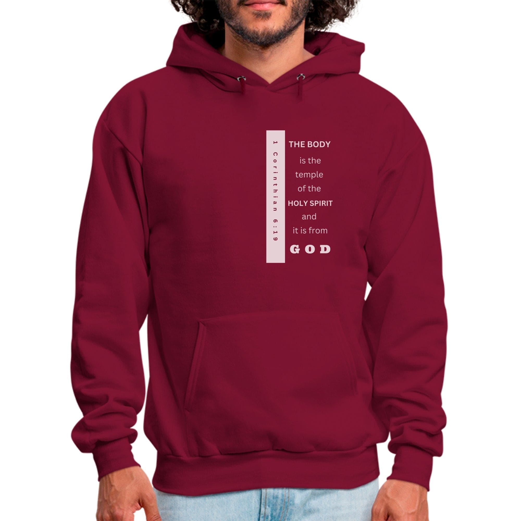 Mens Graphic Hoodie - the Body is the Temple of the Holy Spirit - P's One-Stop Shop 