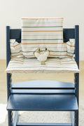Multi Stripe Stokke Tripp Trapp Seat Cushion - Wipeable Cover - Baby Highchair Accessories - Neutral Stripes - P's One-Stop Shop 