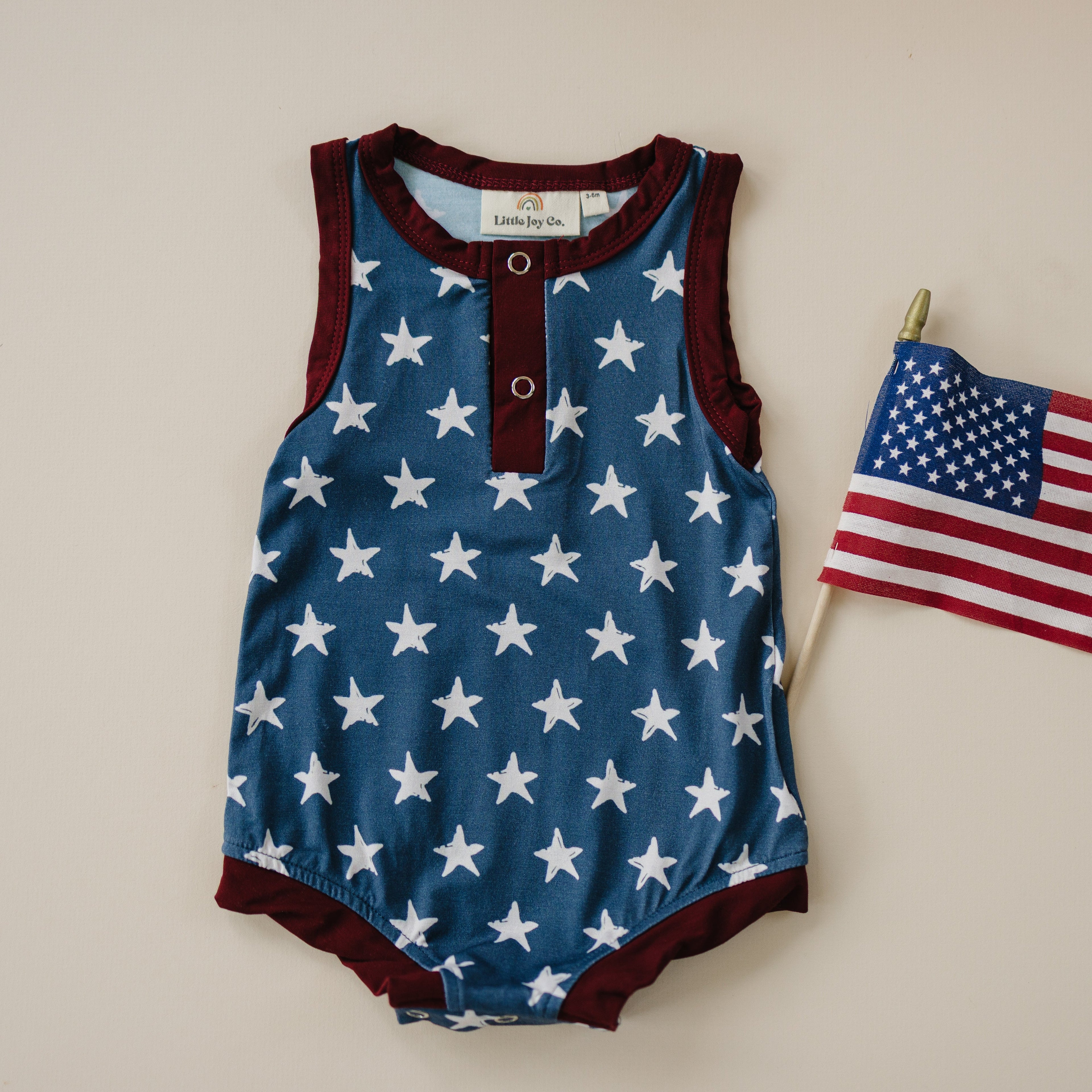 Navy Stars Henley Bamboo Romper - P's One-Stop Shop 