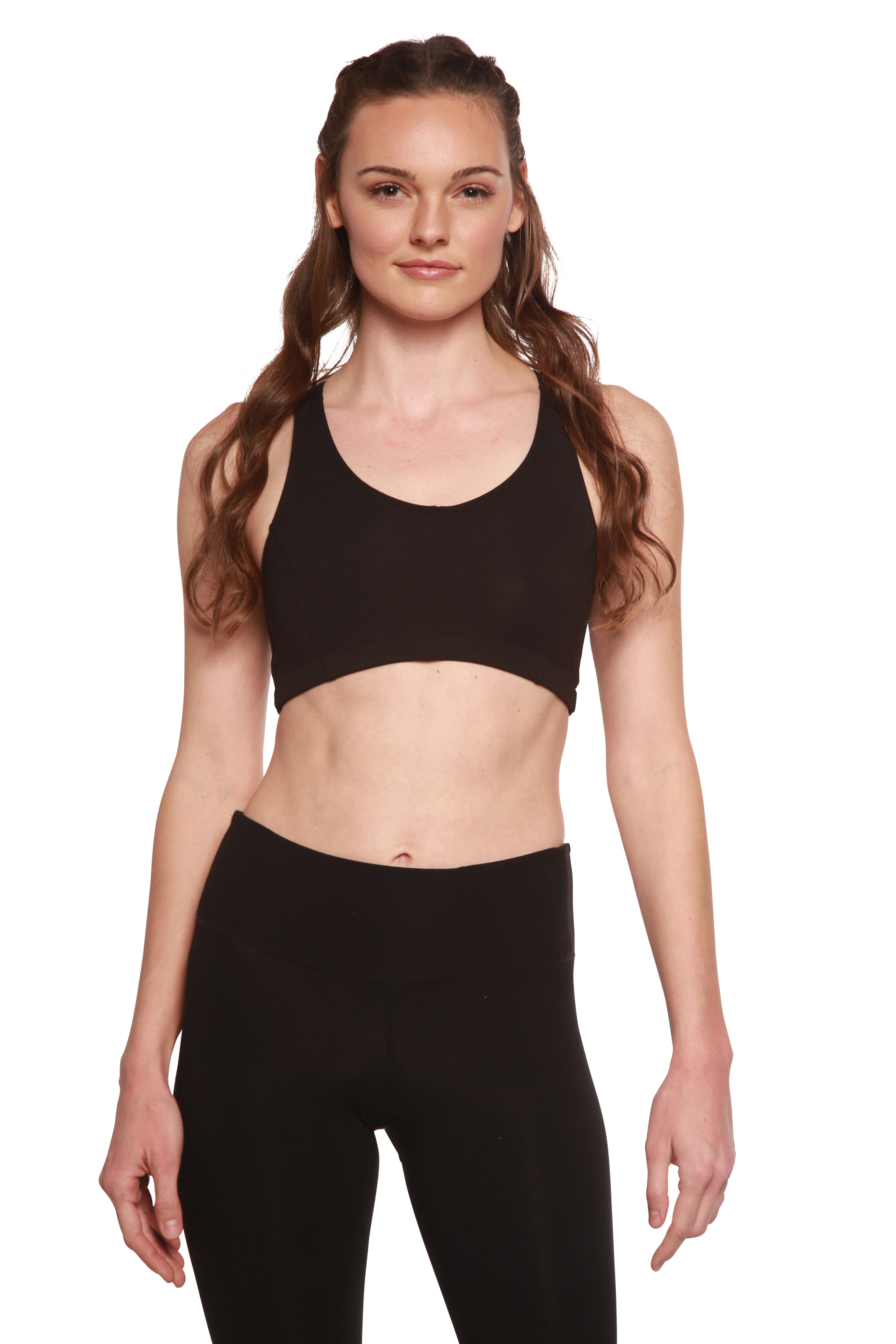 New Women's Bamboo Padded Sports Bra in Black - P's One-Stop Shop 
