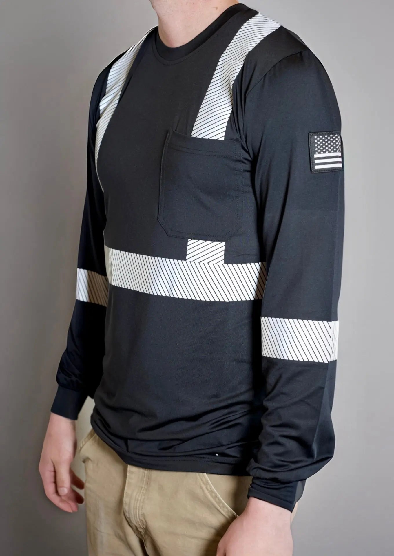 Non FR Hi-Vis Long Sleeve Shirt - Black - P's One-Stop Shop 