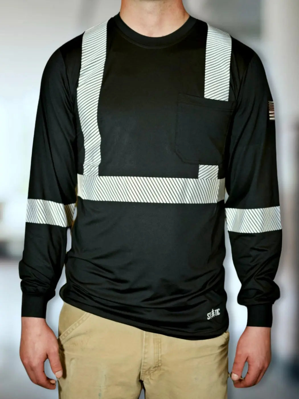 Non FR Hi-Vis Long Sleeve Shirt - Black - P's One-Stop Shop 