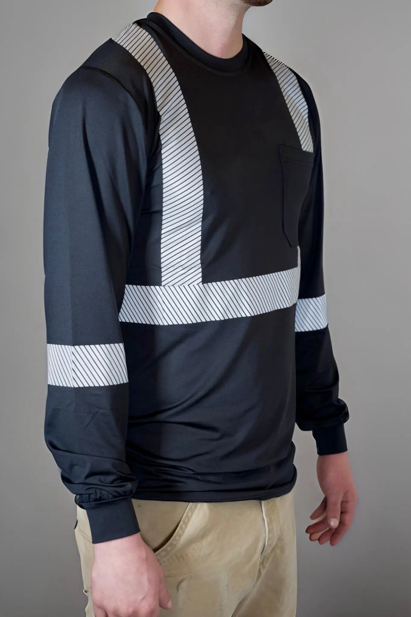Non FR Hi-Vis Long Sleeve Shirt - Black - P's One-Stop Shop 