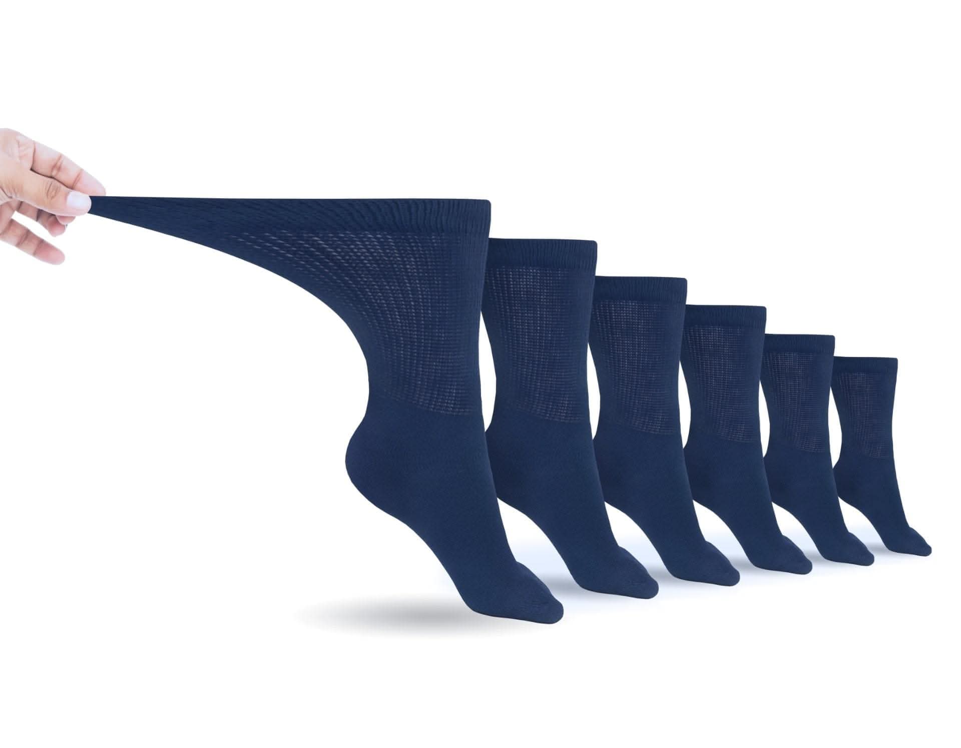 Non-binding Cotton Diabetic Crew Socks (6-pair Pack) - P's One-Stop Shop 