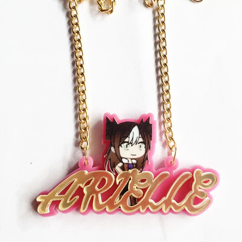Personalised Kids Pendants acrylic Any Cartoon Character Nameplate Necklaces - P's One-Stop Shop 