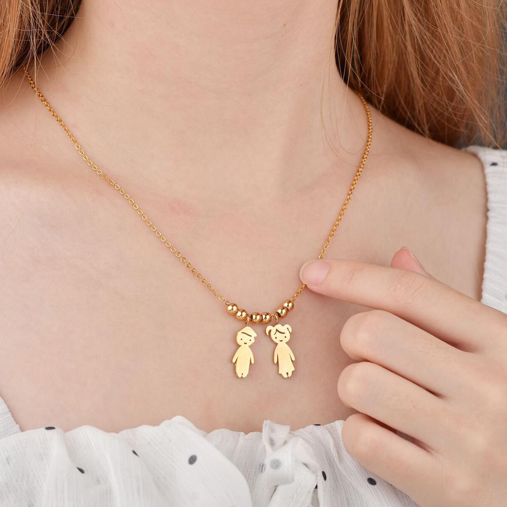Personalized Boy Girl Kids Pendant Necklace Women Child Engraved Name Date Family Jewelry - P's One-Stop Shop 