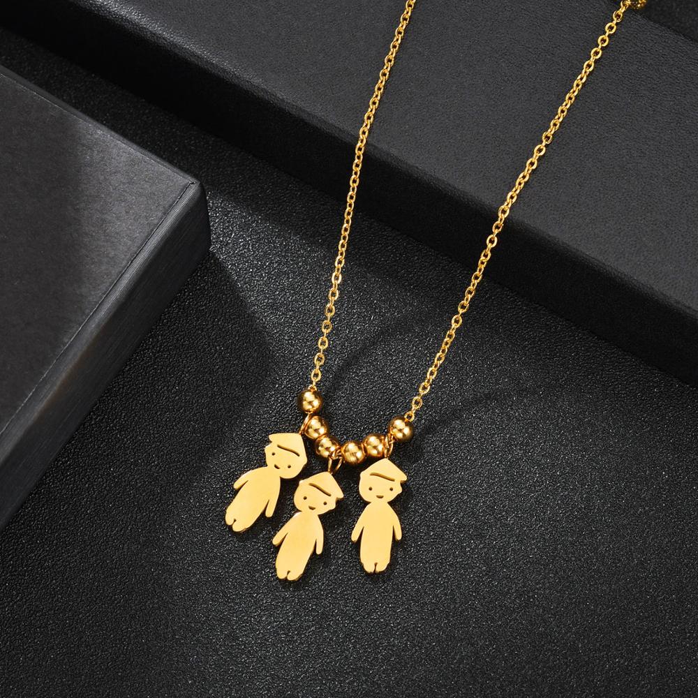 Personalized Boy Girl Kids Pendant Necklace Women Child Engraved Name Date Family Jewelry - P's One-Stop Shop 