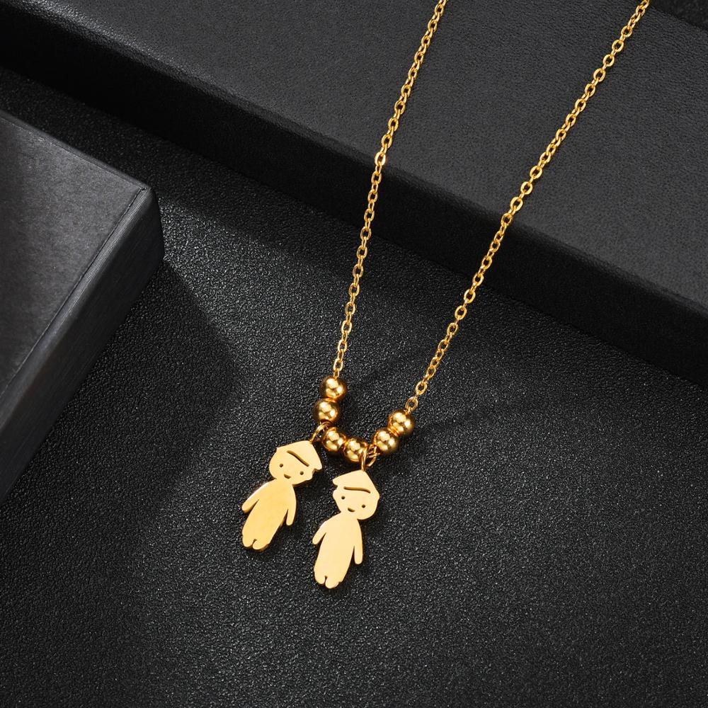 Personalized Boy Girl Kids Pendant Necklace Women Child Engraved Name Date Family Jewelry - P's One-Stop Shop 