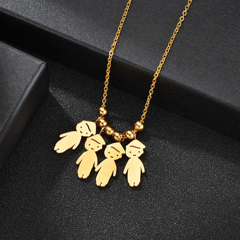 Personalized Boy Girl Kids Pendant Necklace Women Child Engraved Name Date Family Jewelry - P's One-Stop Shop 
