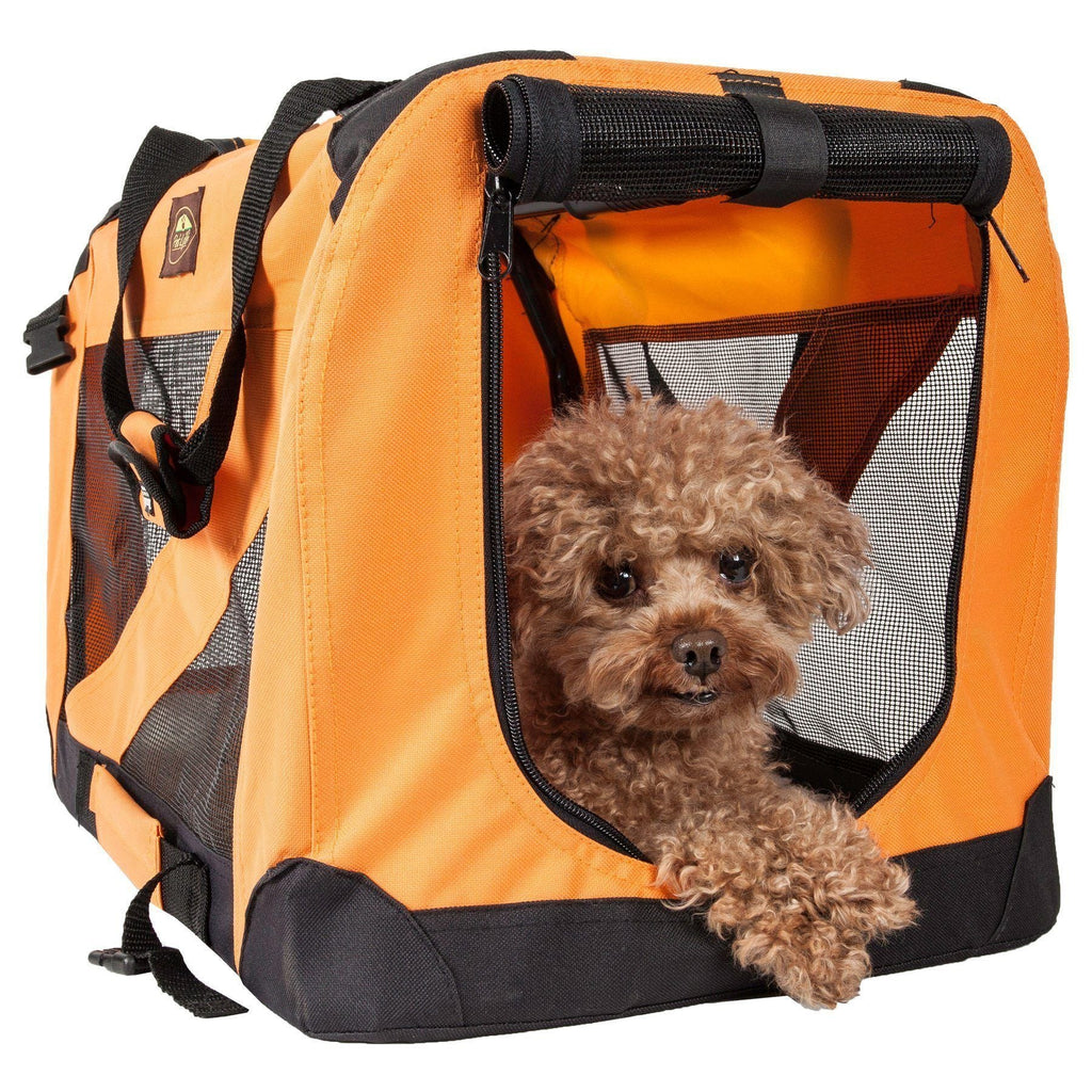 Pet Life ® '360° Vista View' Zippered Soft Folding Collapsible Durable Metal Framed Pet Dog Crate House Carrier - P's One-Stop Shop 