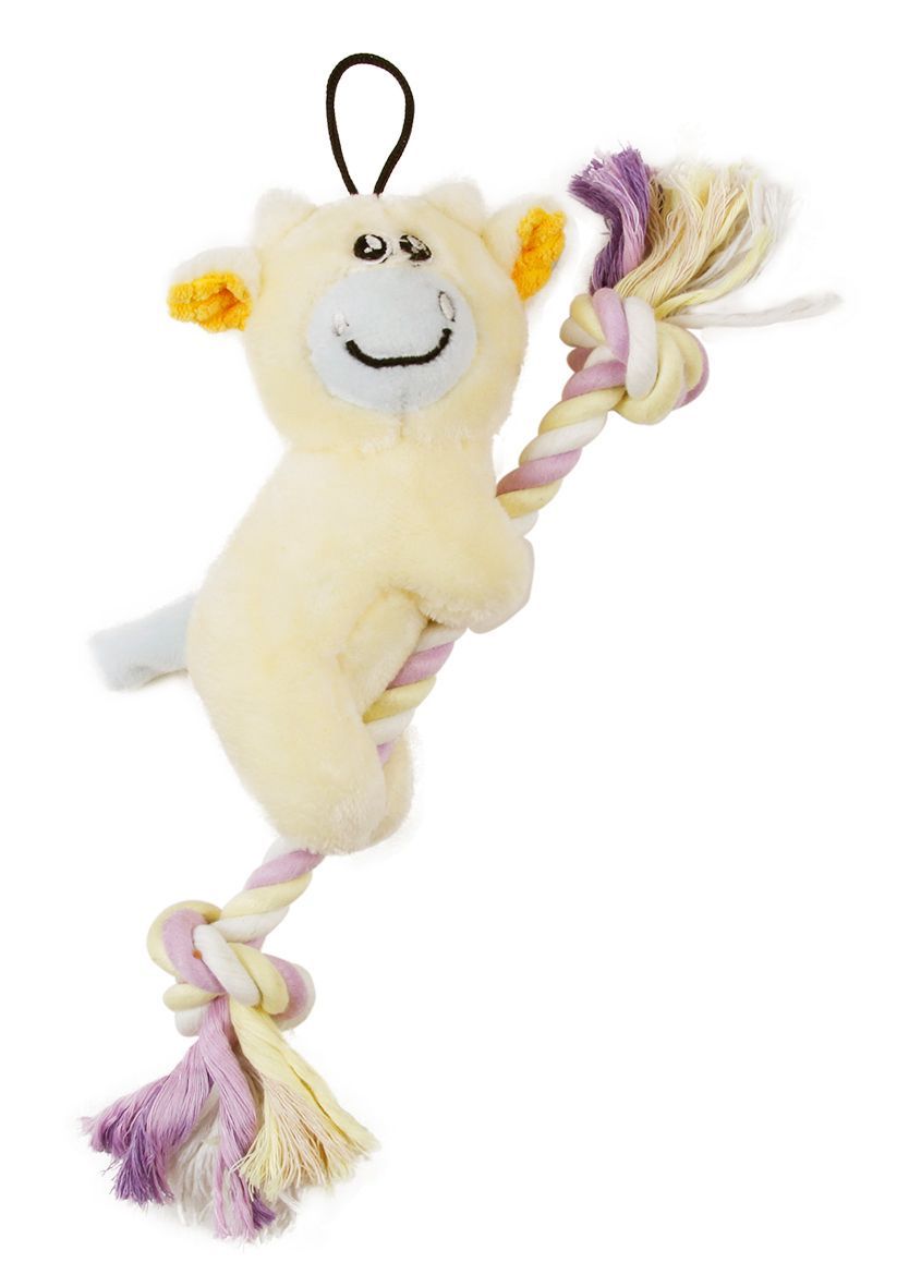 Pet Life ® 'Broom-Lick' Plush and Jute Rope Squeaking Newborn Cat and Dog Toy - P's One-Stop Shop 