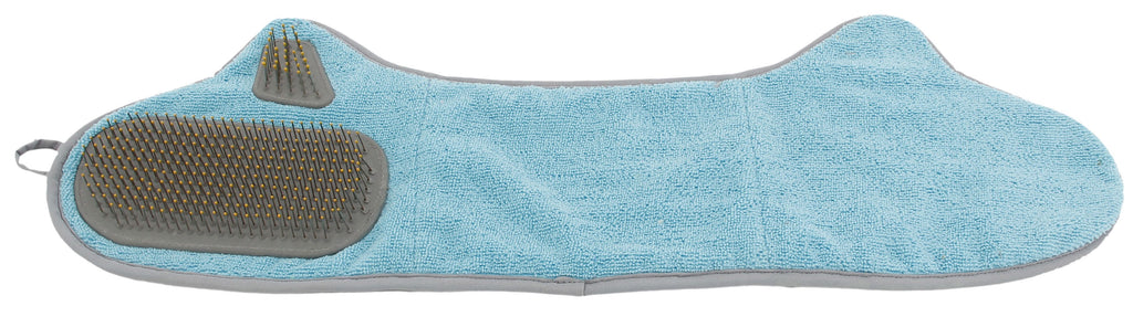Pet Life ® 'Bryer' 2-in-1 Hand-Inserted Microfiber Pet Grooming Towel and Brush - P's One-Stop Shop 