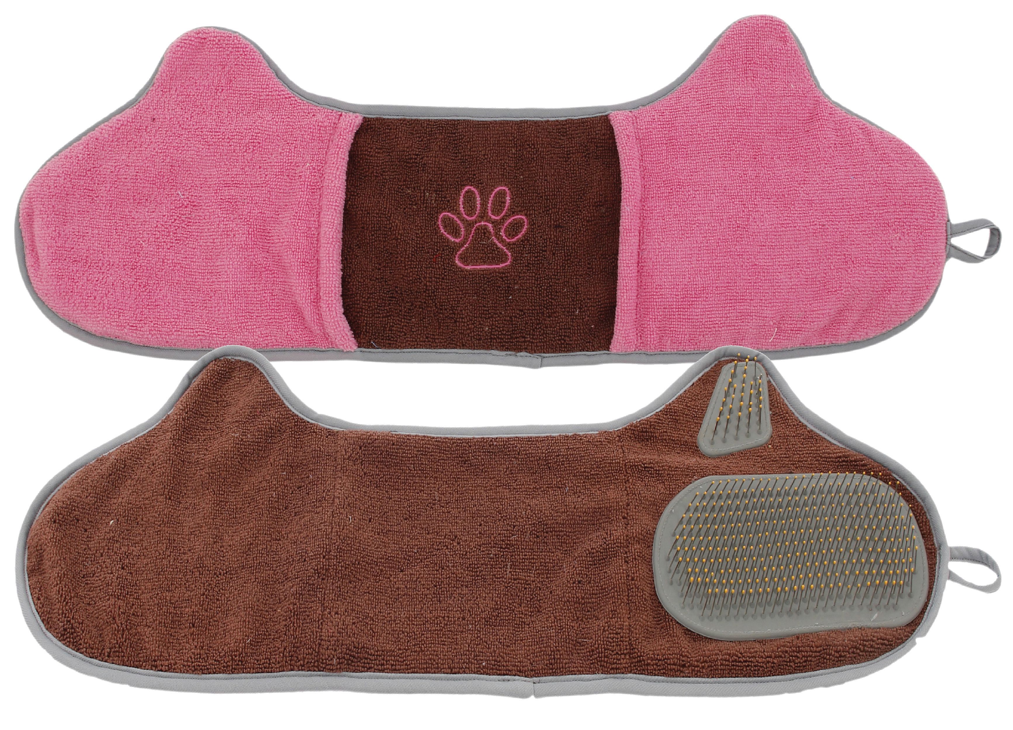 Pet Life ® 'Bryer' 2-in-1 Hand-Inserted Microfiber Pet Grooming Towel and Brush - P's One-Stop Shop 