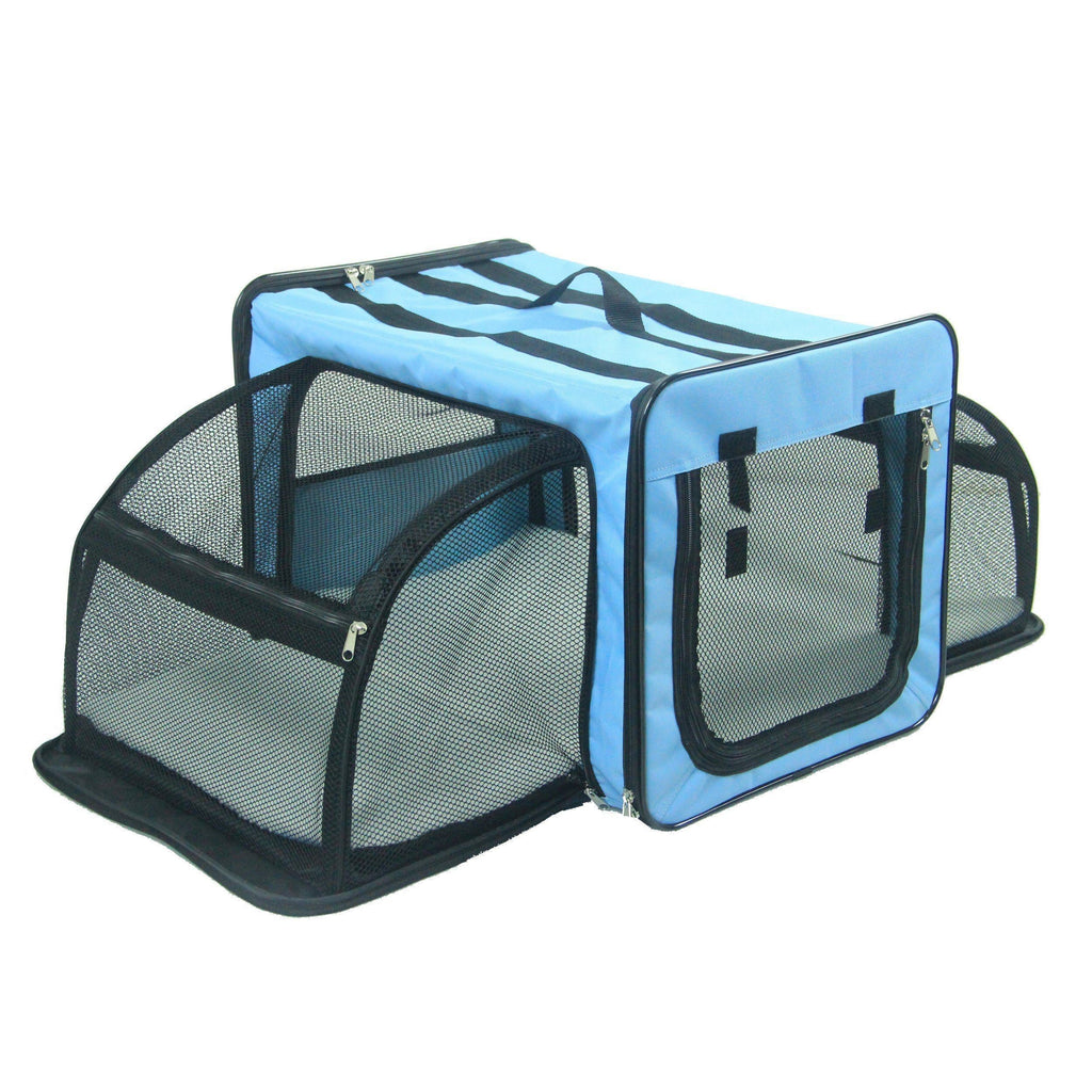Pet Life ® 'Capacious' Dual-Sided Expandable Spacious Wire Folding Collapsible Lightweight Pet Dog Crate Carrier House - P's One-Stop Shop 