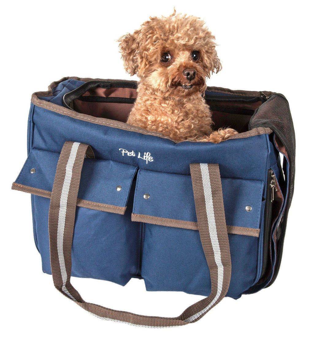 Pet Life ® Dual Snap Pocketed Fashion Designer Canvas Travel Pet Dog Carrier - P's One-Stop Shop 