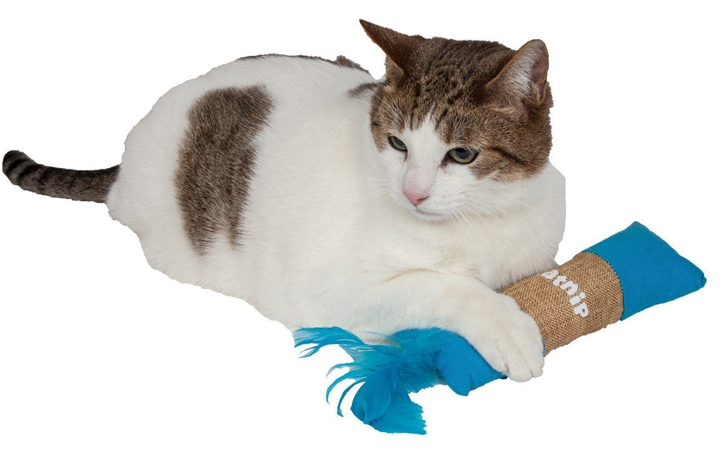 Pet Life ® 'Duffle Feathered' Squeak and Crinkle Teaser Plush Cat Toy - P's One-Stop Shop 